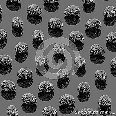 Black human brains on black flatlay Stock Photo