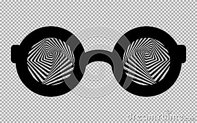 Black hypnotic glasses isolated on a transparent background. Vector illustration. Vector Illustration