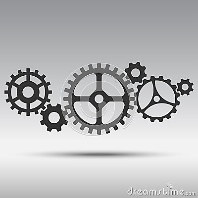 Black icon mechanism from cogwheels Vector Illustration