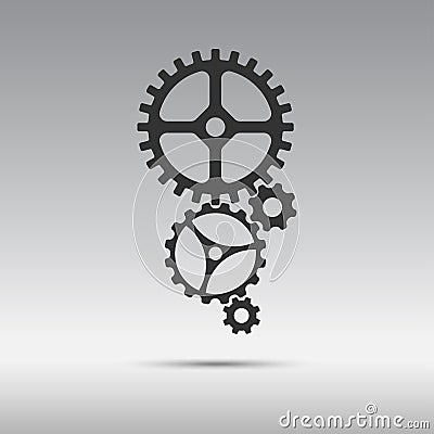 Black icon mechanism from cogwheels in vertically placed Vector Illustration