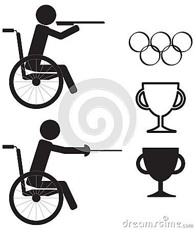 Paralympic sport black icon set Vector Illustration