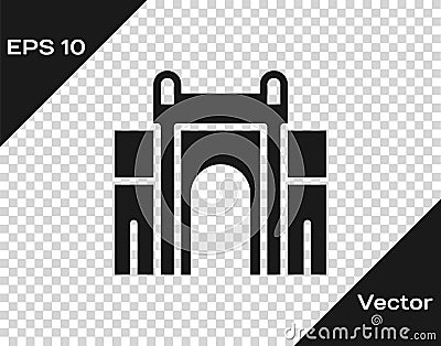 Black India Gate in New Delhi, India icon isolated on transparent background. Gate way of India Mumbai. Vector Vector Illustration