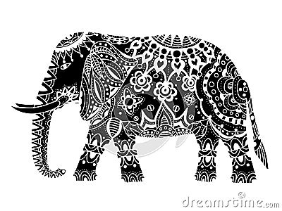 Black Indian elephant. Vector Illustration