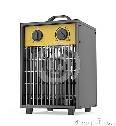 Black industrial electric fan heater Stock Photo