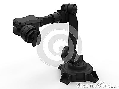 Black industrial robotic arm Cartoon Illustration