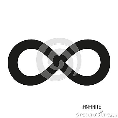 Black infinite sign on a white background with copy space Vector Illustration