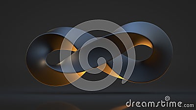 Black Infinity symbol 3D render Stock Photo