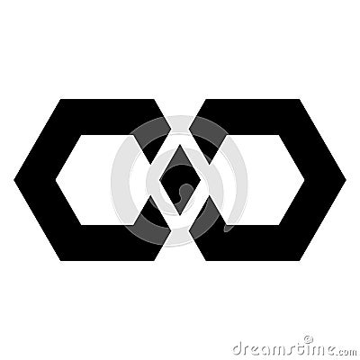 Black infinity symbol icon - hexagonal shape. Simple flat vector design element Vector Illustration