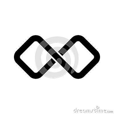 Black infinity symbol icon. Rectangular shape with rounded edges. Simple flat vector design element Vector Illustration