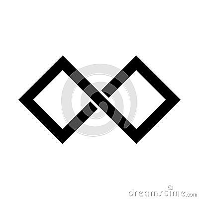 Black infinity symbol icon. Rectangular shape with sharp edges. Simple flat vector design element Vector Illustration