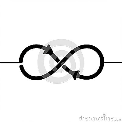 A black infinity symbol with two arrows, one at each loop, creating a continuous flow Stock Photo