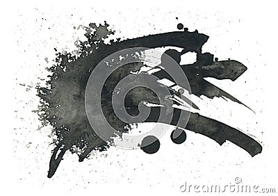 Black ink blot. Isolated on white. Stock Photo