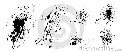 Black ink blots, watercolor splatters. Vector Illustration