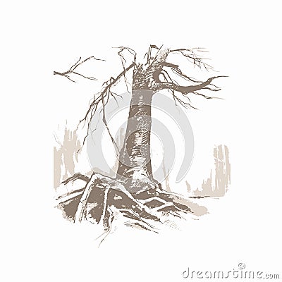 Old tree blaci ink abstract Stock Photo