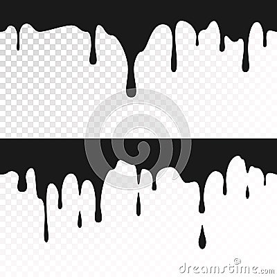 Black ink drips. Seamless Dripping Paint Texture. Vector illustration isolated on white background Vector Illustration