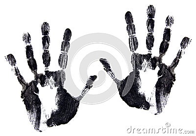 Black ink image of a pair of handprints Stock Photo