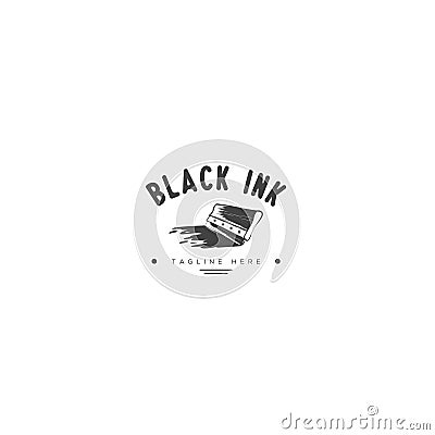 Black Ink Logo Design with Classic Style and Vintage Vector Illustration