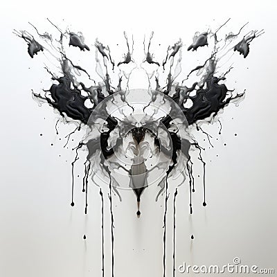 Black inkblot splash on white background Stock Photo