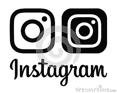 Black Instagram new logo and icon Editorial Stock Photo