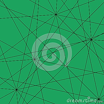 Black intersecting straight lines on an emerald background. Vector Illustration