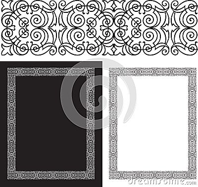 Black intricate and ornate border Vector Illustration