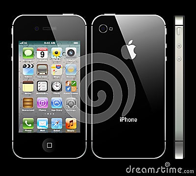 Black IPhone 4S with profile Vector Illustration