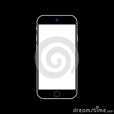 Black Iphone smartphone with white screen on black background vector eps10. Black Smartphone iphone icon. Vector Illustration