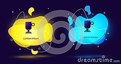 Black Irish coffee icon isolated on black background. Abstract banner with liquid shapes. Vector Stock Photo