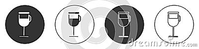 Black Irish coffee icon isolated on white background. Circle button. Vector Illustration Vector Illustration