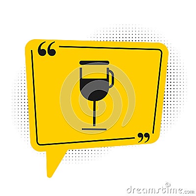 Black Irish coffee icon isolated on white background. Yellow speech bubble symbol. Vector Illustration Vector Illustration
