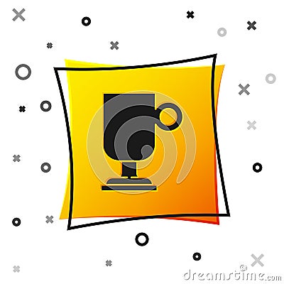 Black Irish coffee icon isolated on white background. Yellow square button. Vector Vector Illustration