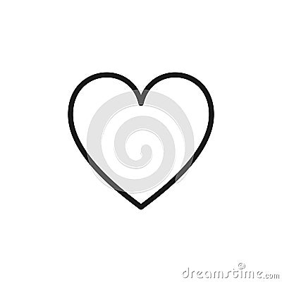 Black isolated outline icon of heart on white background. Line Icon of heart. Vector Illustration