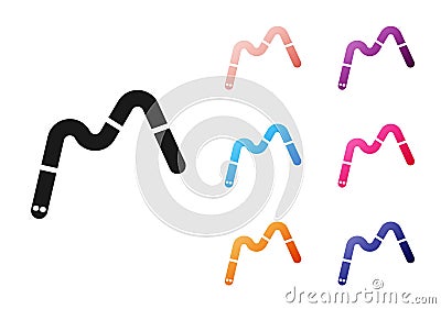 Black Jelly worms candy icon isolated on white background. Set icons colorful. Vector Vector Illustration