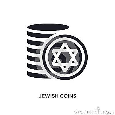 black jewish coins isolated vector icon. simple element illustration from religion concept vector icons. jewish coins editable Vector Illustration