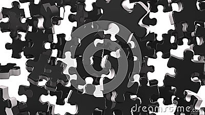 Black Jigsaw Puzzle On White Background Cartoon Illustration