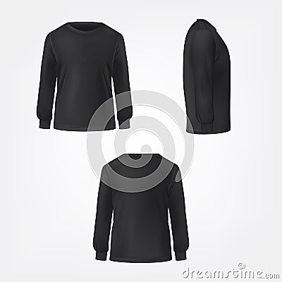 Black jumper three sides view realistic vector Vector Illustration