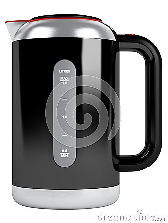 Black kettle with red contour Stock Photo