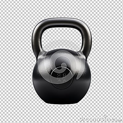 Black kettlebell isolated on transparent background Stock Photo