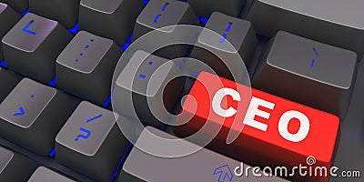 Black Keyboard with CEO button 3d render image Stock Photo