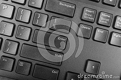 Black Keyboard Keys, Macro Shot of Keyboard Buttons Stock Photo