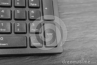 Black Keyboard Keys, Macro Shot of Keyboard Buttons Stock Photo