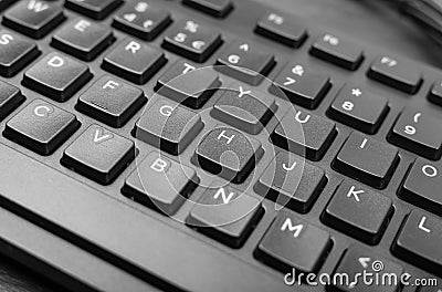 Black Keyboard Keys, Macro Shot of Keyboard Buttons Stock Photo