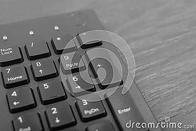 Black Keyboard Keys, Macro Shot of Keyboard Buttons Stock Photo
