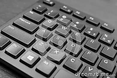 Black Keyboard Keys, Macro Shot of Keyboard Buttons Editorial Stock Photo