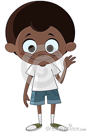 Black kid waving Vector Illustration