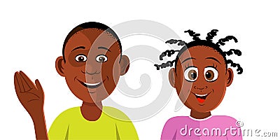 Black kids smiling Vector Illustration