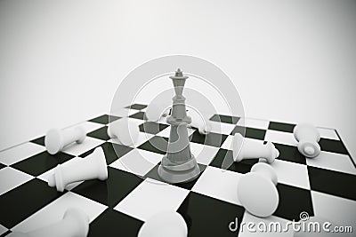 Black king and white chess pieces losers Stock Photo