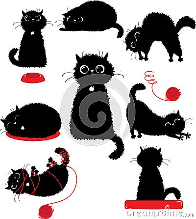 Black kitty playing Vector Illustration