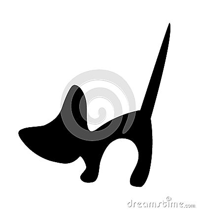 Black kitty with raised tail Vector Illustration