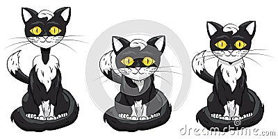 Black kitty set on a white background Vector Illustration